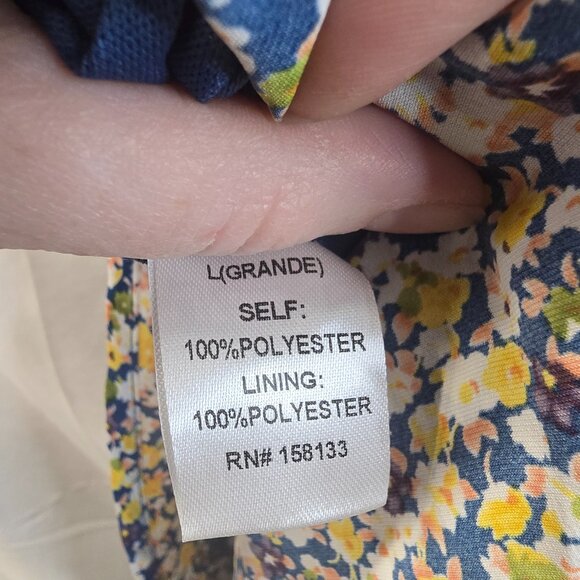 Staccato Dress Blue & Yellow Floral Size Large Fit-to-flare Smocked Waist - Picture 11 of 11